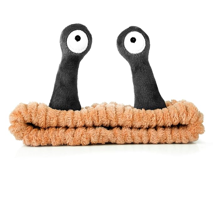 Face Wash Headband, Palm and Snail Spa Hair Bands Makeup Headbands Women Cartoon Cute Coral Fleece Elastic Headband Creative Hair Accessories for Washing Face Shower Sports (Brown&Black)