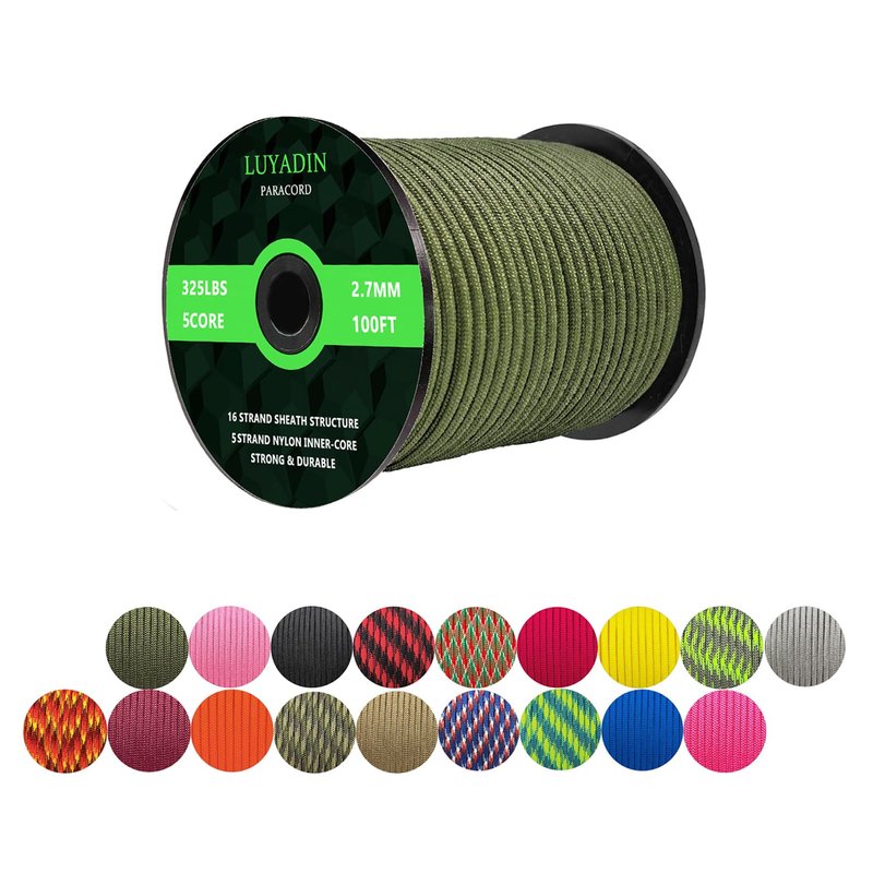 LUYADIN Paracord 325lb Diameter 2.7mm - 5 Strand Parachute Spool Cord - 100ft 200ft,Paracord for Camping,Hiking,Fishing,Outdoor and DIY