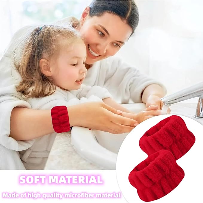 2 Pairs Wrist Washband for Women Washing Face, Wrist Spa Washband Absorbent Wristbands, Prevent Liquids from Spilling Down Your Arms