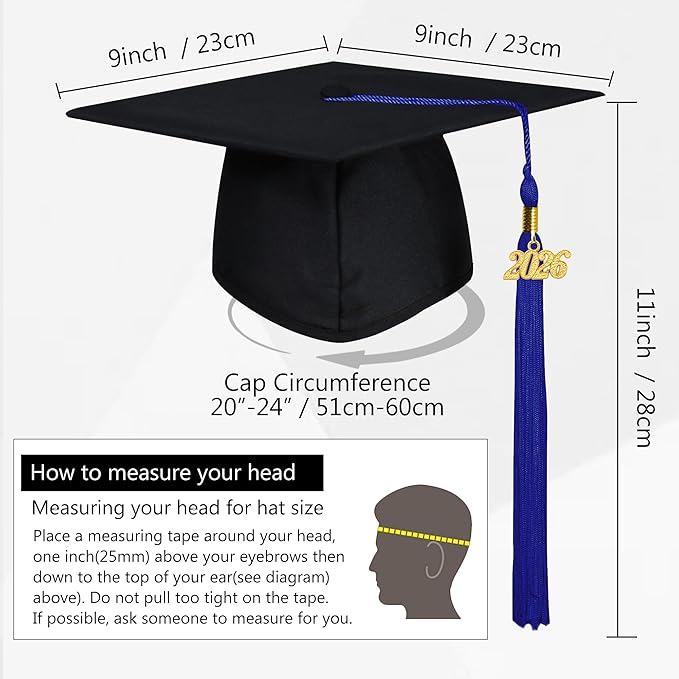 GraduationMall Matte Graduation Cap with 2026 Tassel for High School & Bachelor