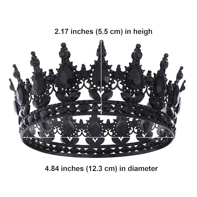 Black Queen Crown for Women Crystal Tiara for Women Rhinestone Wedding Headband for Bride Hair Accessories for Costume Birthday Party Prom Gifts