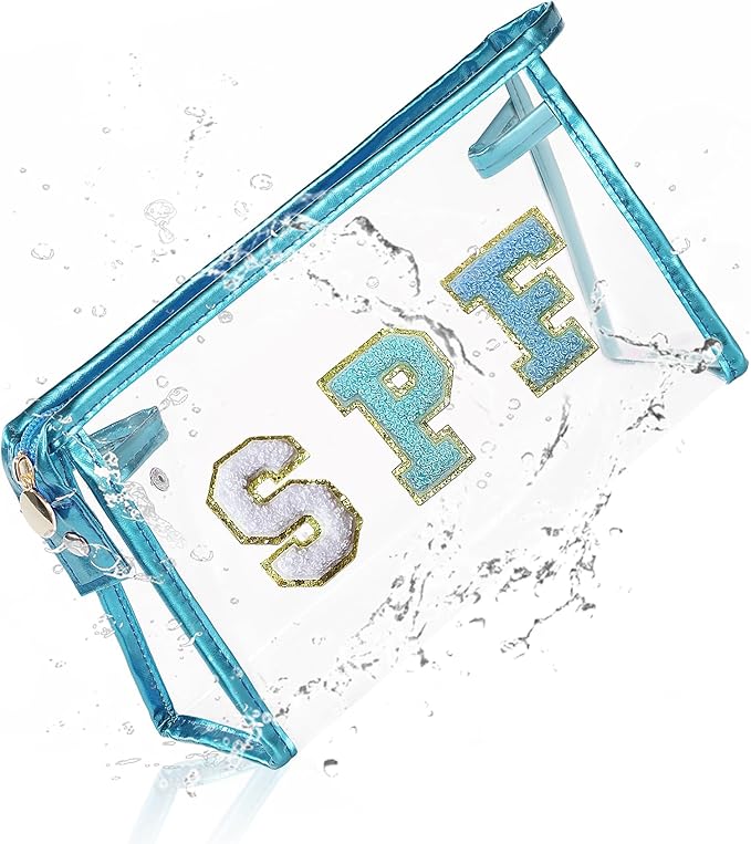COSHAYSOO Sunscreen Bag Clear Makeup Toiletry Pouch Beach Vacation Essentials for Women Teen Girls Easter Basket Stuffers Gifts Summer Pool Travel Must Have Accessories Waterproof Stuff