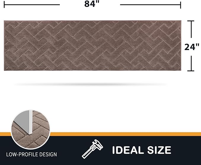 PURRUGS Dirt Trapping Door Mat 24" x 84", Non-Slip Machine Washable Entry Rug, Dog Doormat, Indoor Front Door Mat, Super Absorbent Entryway Rug for Muddy Shoes & Paws, Grayish Brown