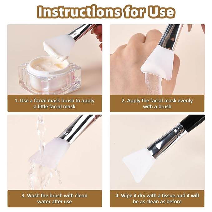 LORMAY 2 Pcs Silicone Face Mask Applicator Brush for Facial Mud, Clay Mask, Modeling Mask, Jelly Mask