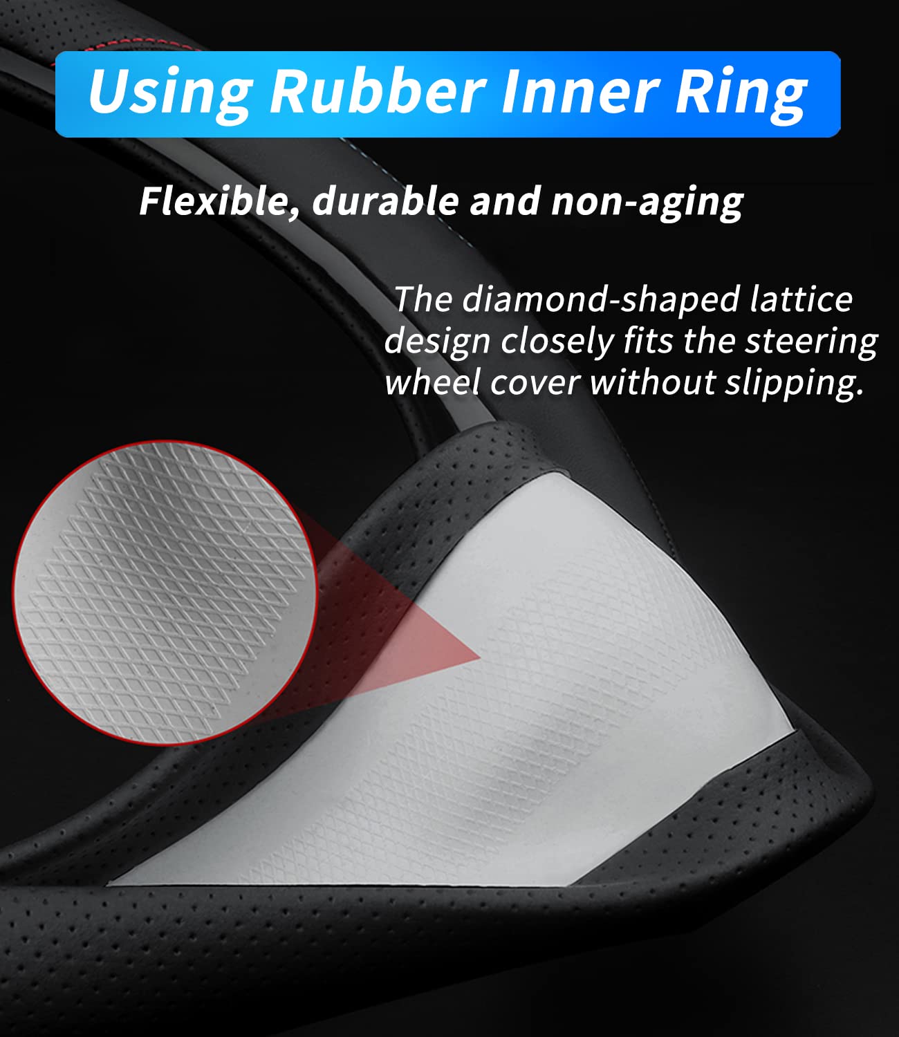 Deer Route Custom-Fit Leather Car Steering Wheel Cover for Audi, B-Style, Non-Slip, Breathable