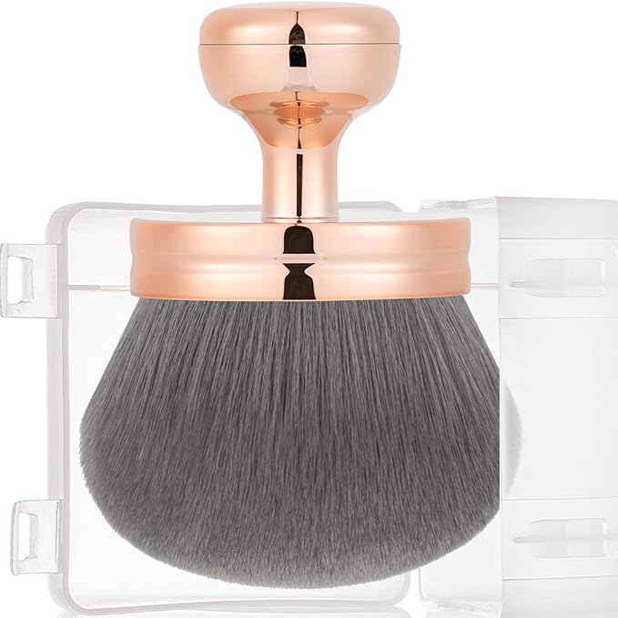 Yoseng Extra Large Body Makeup Brush For Self Tanner – 74mm Wide-headed Vegan Kabuki Brush for Body Makeup, Tanning & Shimmer | Big Fluffy Bronzer Brush with Protective Travel Cover