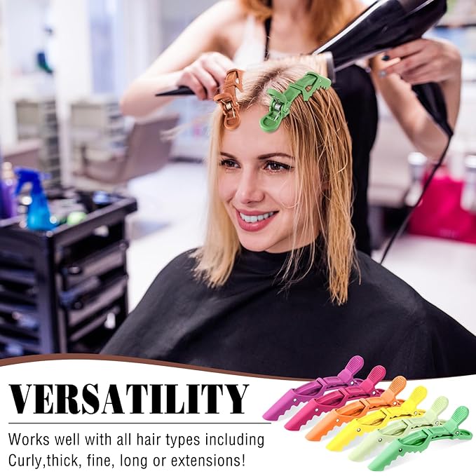 Havawish 12 Pcs Alligator Clips for Hair Styling Matte Alligator Crocodile Clips for Women Hair Sectioning(Neon Colors)
