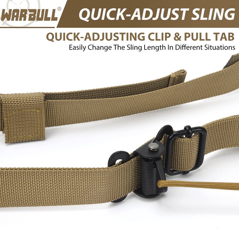 WarBull Padded 2 Point Rifle Sling, Tactical Gun Sling with HK Hook, for Rifle, Shotgun, and Crossbow, Padded Sling for Hunting Shooting and Hiking Camping Climbing with Keychain Gift (Coyote Brown)