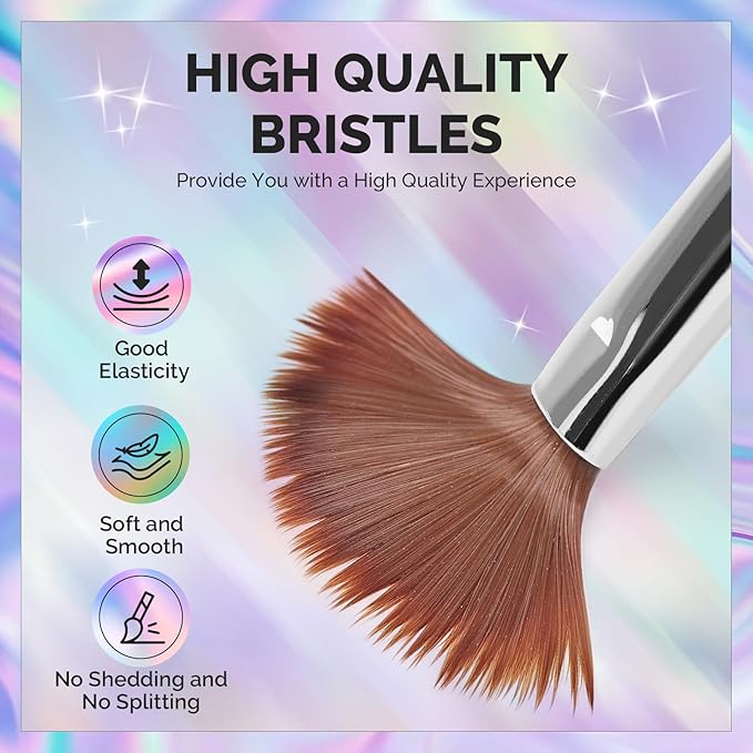 MelodySusie 4Pcs Acrylic Nail Brush Set, Size 8/10/12/14/ Professional Nail Brushes for Acrylic Application Acrylic Powder Nail Extension and 3D Nail Carving for DIY Home Salon Nail Art Manicure Tool