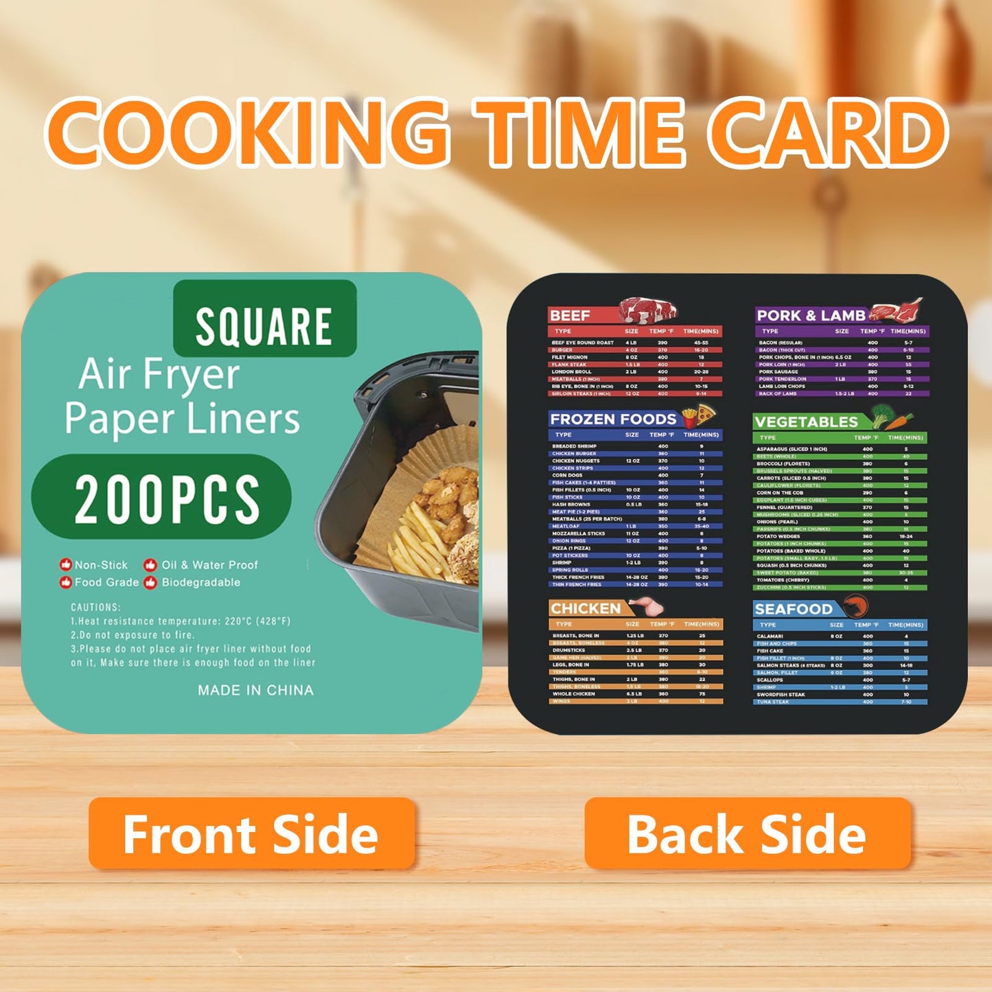200PCS Air Fryer Liners Disposable: Square 7.9 Inch Non-Stick Airfryer Paper Liners - Food Grade Parchment Paper for 5 6 7 8 QT Air Fryer Baking and Roasting - Waterproof and OilProof (9 Inch on Top)