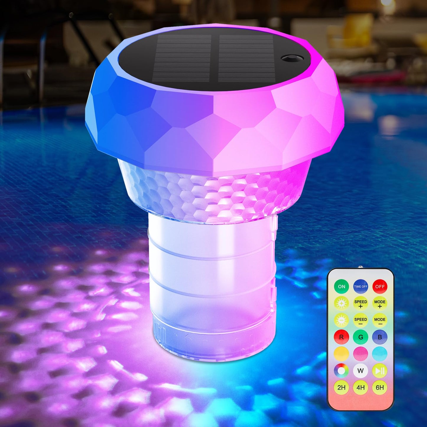 2025 Upgrade Solar Pool Chlorine Floater, Pool Lights that Float with Remote Control, 8 Lighting, Timing Mode, IPX68 Waterproof for Inground Pool, Pool Party