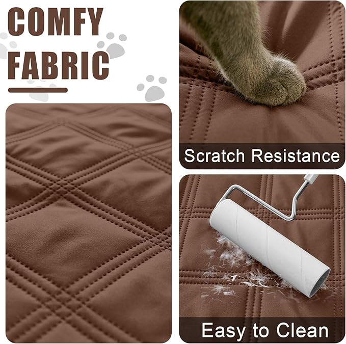 Smiry Waterproof Dog Bed Cover Blanket 30x53, Soft Reversible Pet Blanket, Washable Leakproof Cats Dogs Couch Cover for Sofa, Couch, Furniture, Brown/Beige