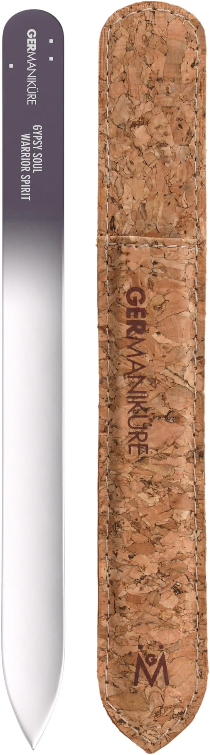 GERMANIKURE Glass Nail File in Cork Sleeve - Gypsy Soul Warrior Spirit - Professional Crystal Nail File for Natural Nails - Ideal Manicure & Pedicure Tool for Smooth, Easy Shaping - Nail Care Gift