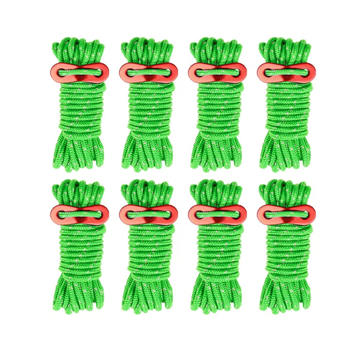Smithok 8 Pack 4mm Guy Lines Ultralight Tent Cords with Aluminum Adjuster Tensioner Outdoor Camping Guylines Ropes for Tent Tarp,Camping,Hiking Backpacking (Green)