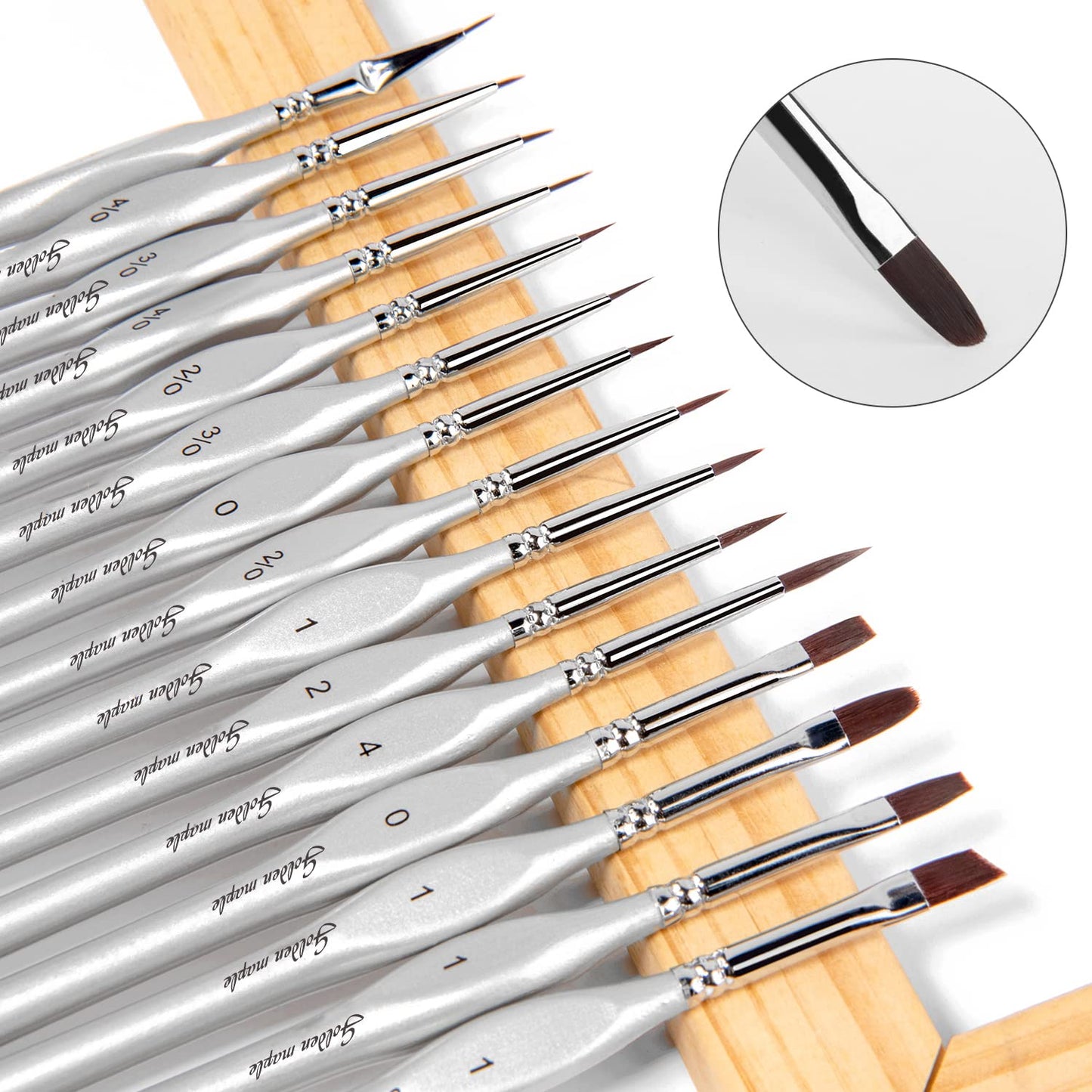 Golden Maple Miniature Paint Brushes, 15PC Model Brushes Micro Detail Paint Brush Set, Fine Detailing for Acrylics, Oils, Watercolors & Paint by Number, Figurine (Silver)