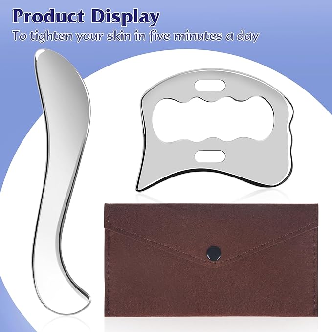 Guasha Massage Tool, Grade Stainless Steel Scraping Tool for Soft Tissue Upgrade Physical Therapy Stuff,Used for Back, Legs, Arms,Neck,Shoulder, Gua sha Tool…（S+Square Shaped）