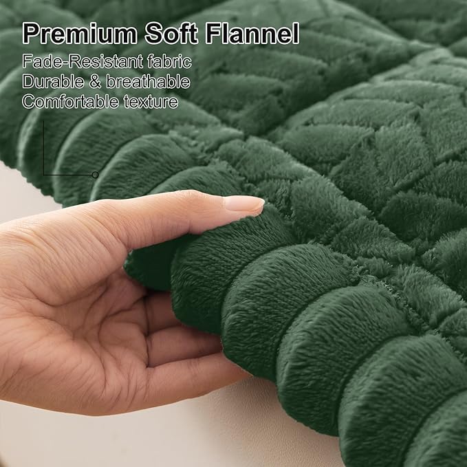 Smiry Non Slip Couch Covers for Dogs, Fuzzy Pet Couch Covers for 3 Cushion Sofa Pet Friendly, Soft Sofa Slipcovers Cushion Furniture Protector Washable (Dark Green, 27.6" x 70.9")