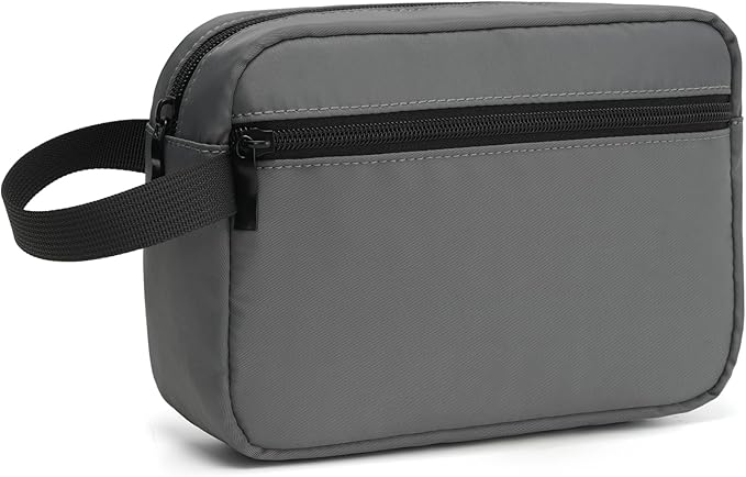 Travel Hanging Toiletry Bag with Carry Handle - Water-Resistant Small Cosmetic Organizer for Men & Women, Makeup, Shaving Kit, Gym & Travel Essentials (Charcoal Gray)