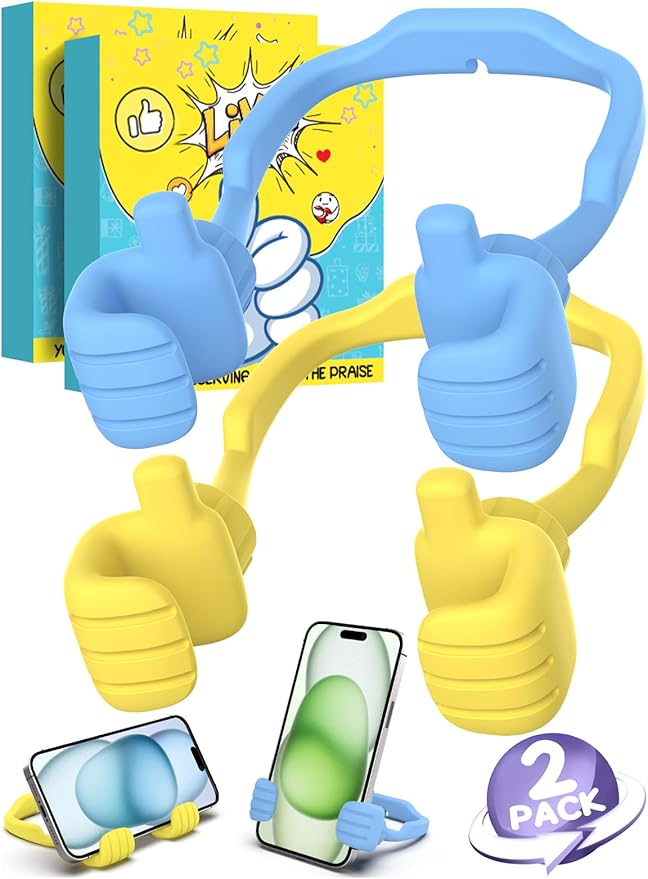 Easter Gifts for Teens Girls Boys Kids Cell Phone Stand: UPGRADE Adjustable Thumbs Up Lazy Phone Holder for Desk Cool Gadgets Fun Birthday Gift Idea for Son Daughter Easter Basket Stuffers Cute Things