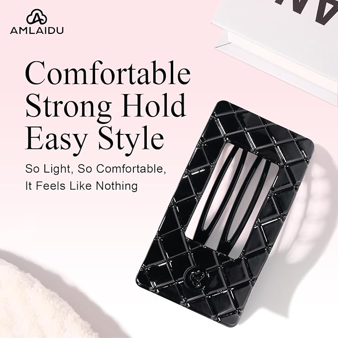 Large Flat Hair Claw Clips for Women Fine Thin Medium Thick Hair, Duckbill Strong Hold Non Slip Square Hair Clips, Cozy French Lay Down Hairclips, Tortoiseshell Colors, 4 Pcs