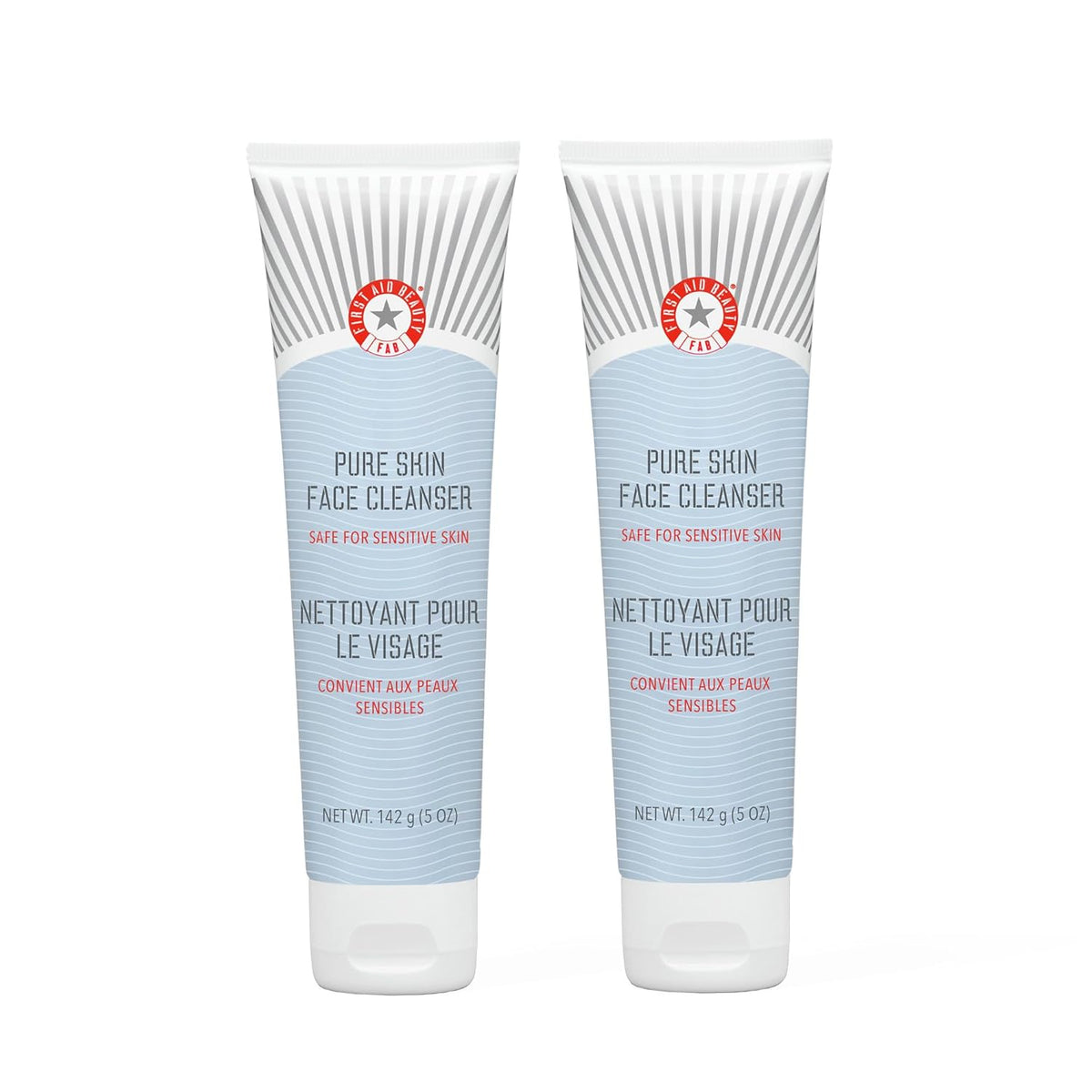 First Aid Beauty - Pure Skin Face Cleanser, Effectively Removes Makeup, Dirt, & Impurities, Gentle Cleanser Leaves skin Soft & Supple, Fragrance Free (5 oz, 2 ct)