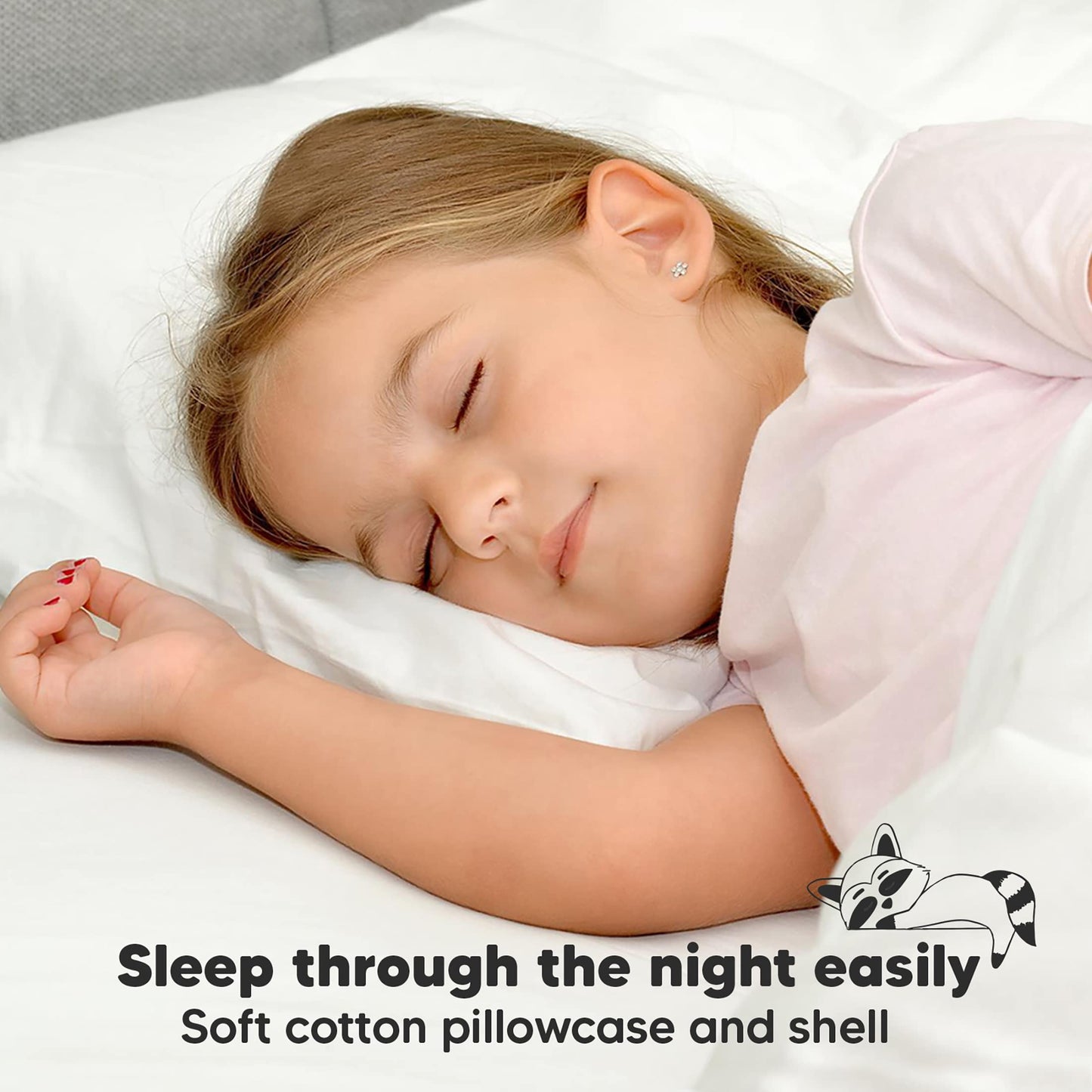 Toddler Pillow with Pillowcase - 13x18 My Little Dreamy Kids Travel Bed Pillows for Sleeping, Organic Cotton Small Pillowcase, Soft & Breathable, Machine Washable, Toddlers 2-5 years old(Construction)
