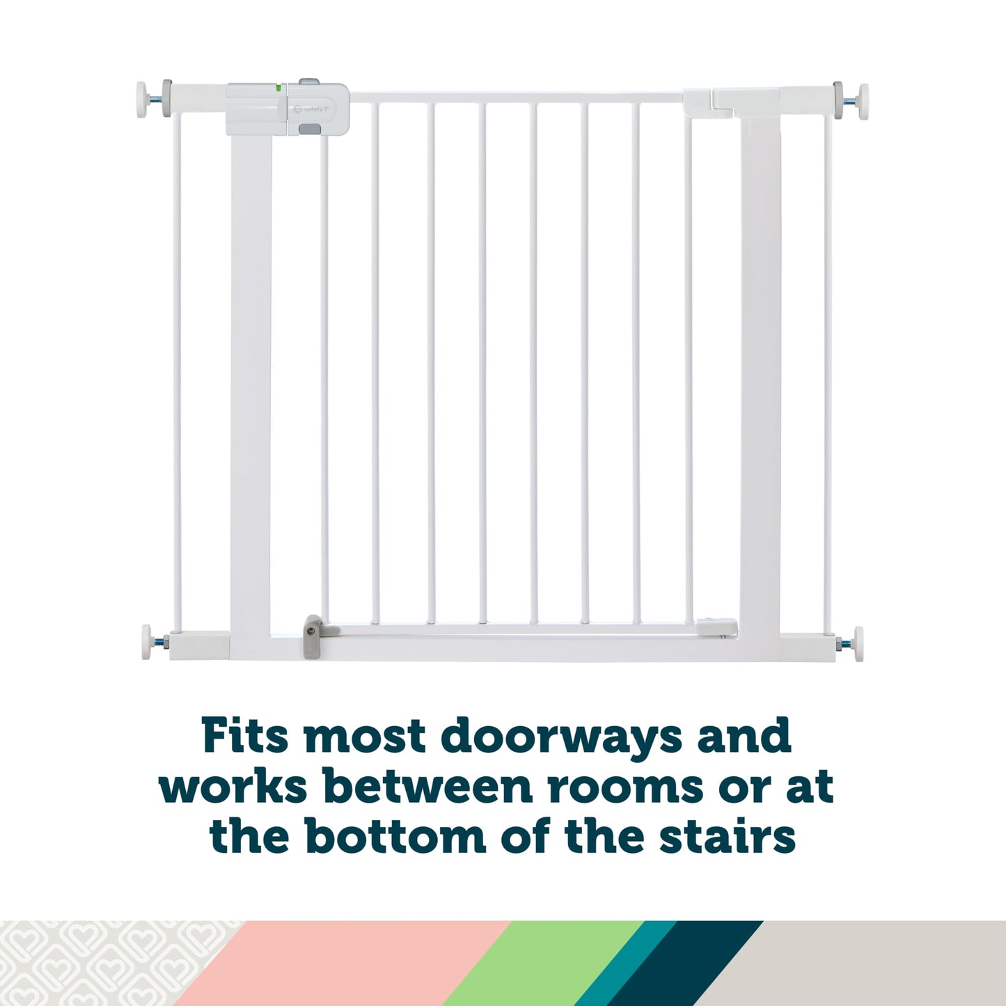 Safety 1st Easy Install Walk Thru Baby Gate for Doorway With Door, Dog Gates, Fits 29"-38", Easy Install 28" Tall, White