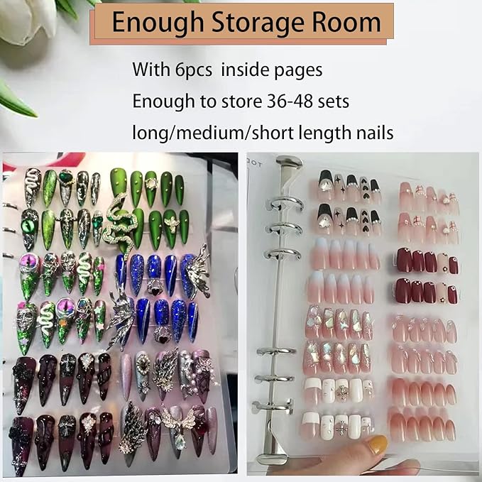 Press On Nail Organizer 10 PCS Clear Empty Press On Nail Storage Press On Nail Packaging for Fake Nail Storage Nail Display Nail Salon Press On Nail Supplies Organizer with Nail Tape