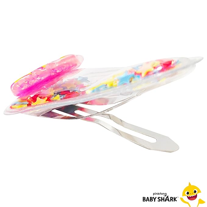 Baby Shark Hair Accessories For Girls, 6pc Cute Hair Clips with Favorite Babyshark Character Charms, Magical Confetti Slaps for Kids, Toddler, Ages 3+