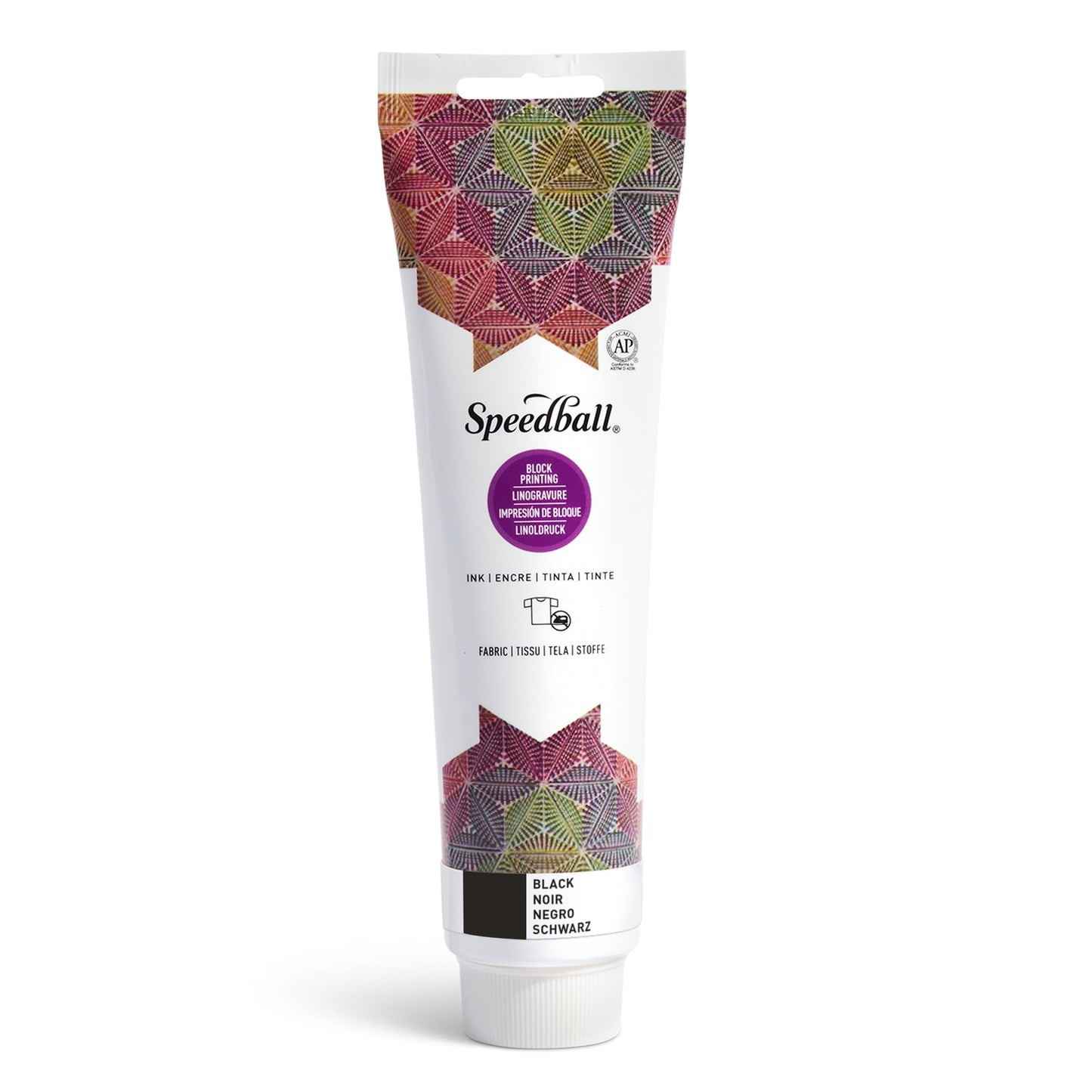 Speedball Fabric Block Printing Ink, 5oz, Black, No Heat Set Required for Textiles, Permanent Formula, Made in USA