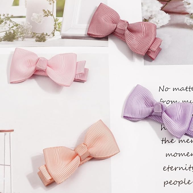 CELLOT Baby Girls Fully Lined Hair Bows Hair Pins, 2' Hair Bows, 50 Pieces/25 Pairs - Infants, Toddlers, Kids Hair Accessories in Pairs - Pink Bow Alligator Hair Clips