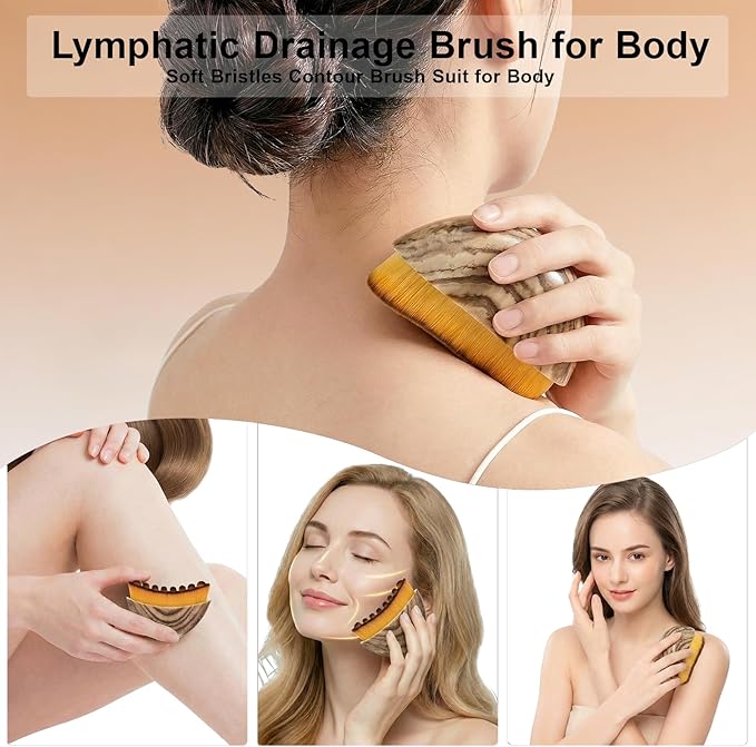 Lymphatic Contour Face Brush for Sculpting, Lymphatic Face Brush for Drainage, Lymphatic Brush for Eliminate Double Chin and Reduce Puffiness, Women Skin Lymphatic and Gua Sha Brush