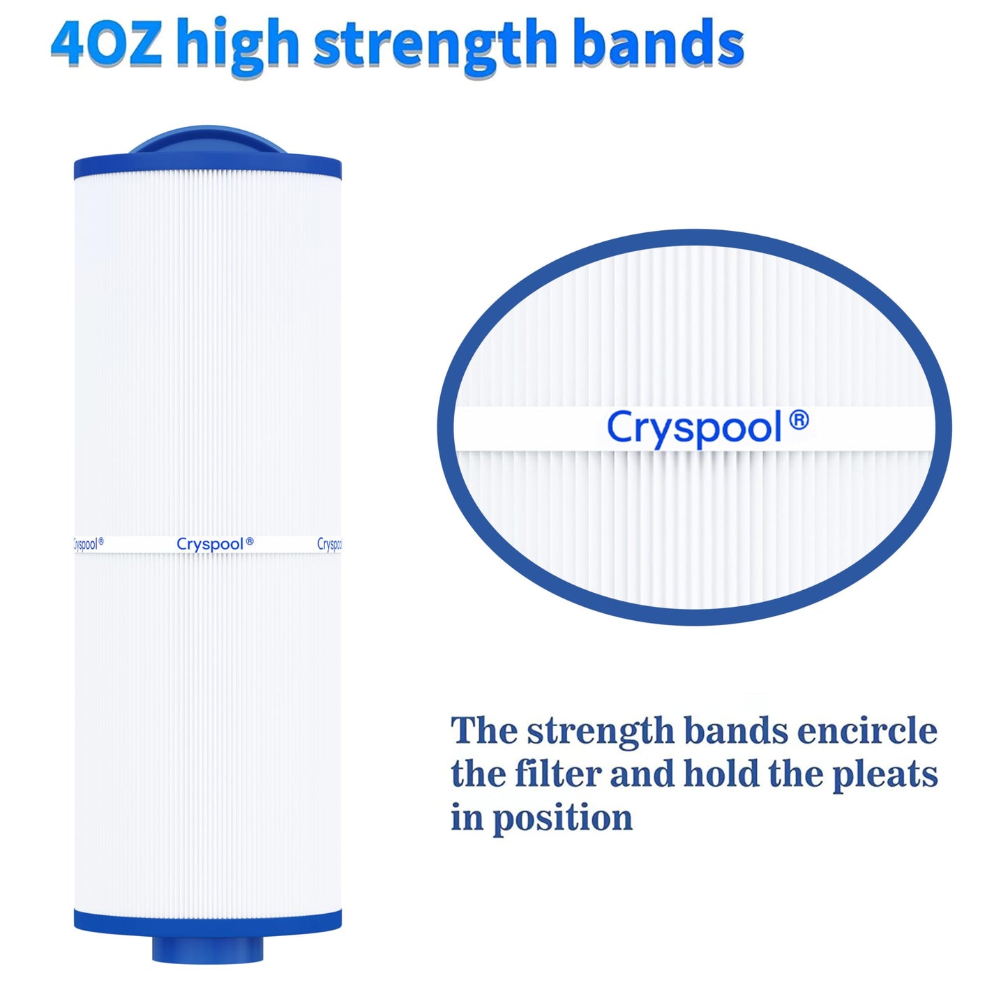 Cryspool® 04077 Compatible with Cal Spa Filters, 4CH-949, PWW50L, FC-0172, Rising Dragon, Dynasty Spas, 50 Sq. Ft Hot Tub Replacement Filter Cartridge, 2 Pack