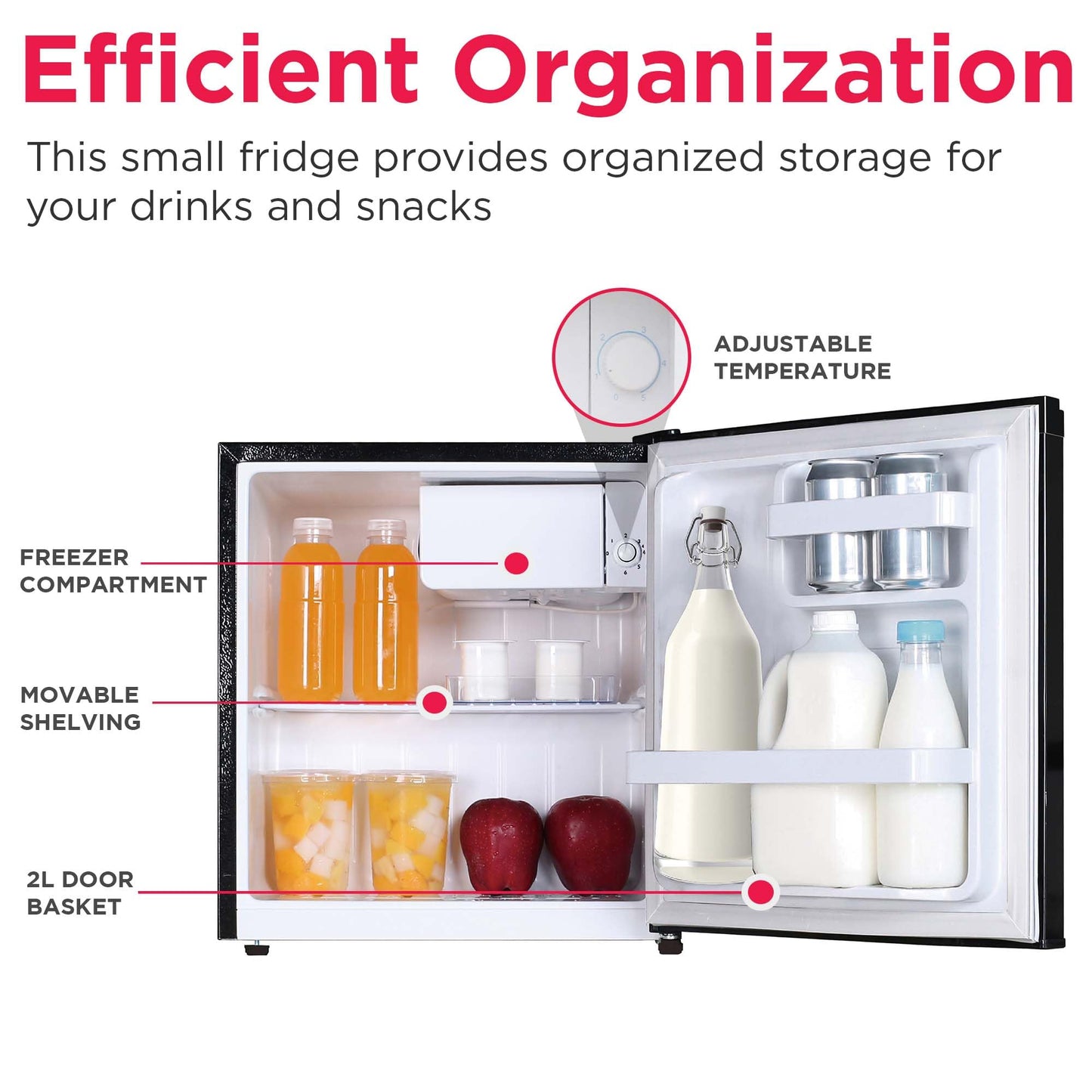 Frigidaire EFR115 Mini Refrigerator - Energy Saving - CFC Free - Slide Out Shelves - Ideal for for Dorm, Office, RV, Garage, Apartment - 1.6 Cubic Feet, Black
