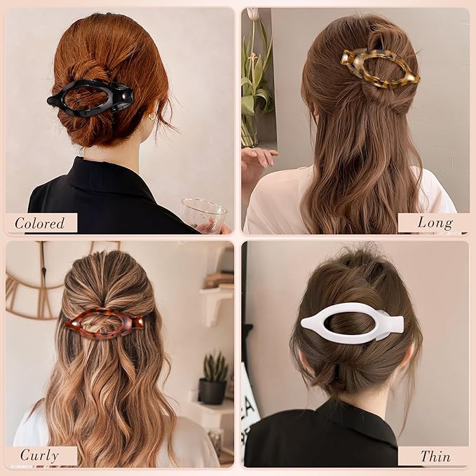 Obeoby 8 PCS Flat Hair Clips for Women, French Duckbill Flat Claw Clips for Thin Thick Hair Barrettes Accessories Medium Large (Tortoiseshell)
