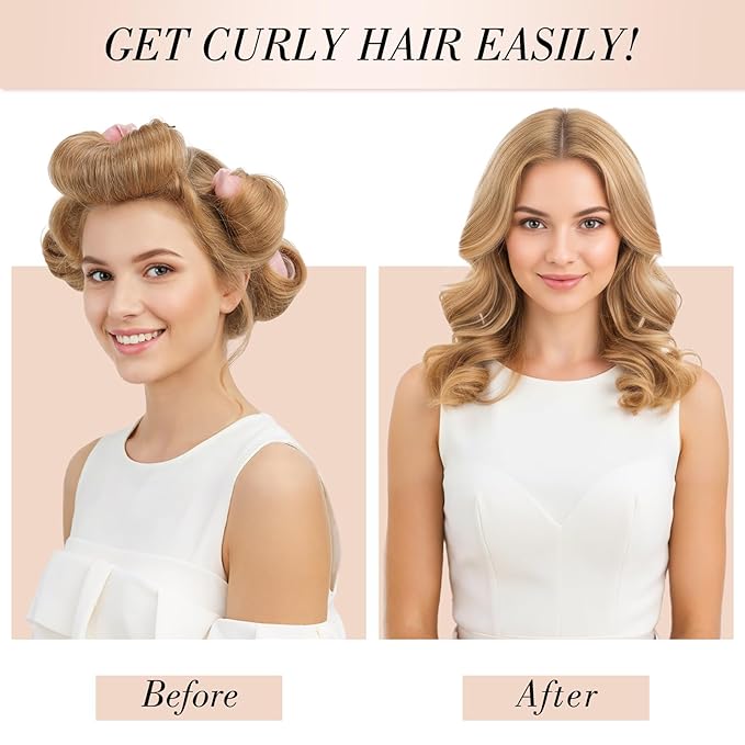 Heatless Curlers, Heatless Curls Overnight Set for Women, No Heat Hair Curlers to Sleep In, Jumbo Overnight Curls with Blowout Rods for Long Hair, Mothers Day Gifts(Pink, 3 Curling Rod with 1 Scarf)