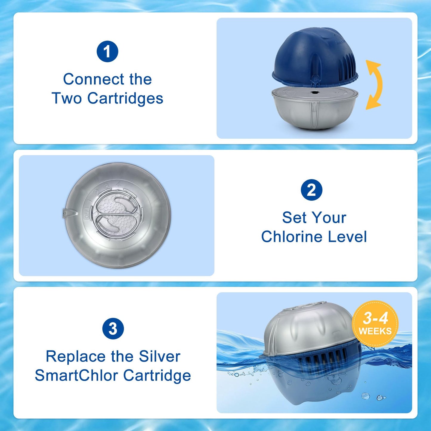 KEWINTANT Hot Tub Replacement Cartridges for Frog Ease Floating System, Fits Up to 600 Gallons, Easy to Install, Long-Lasting Filtration for Clean Water - 3 Pack
