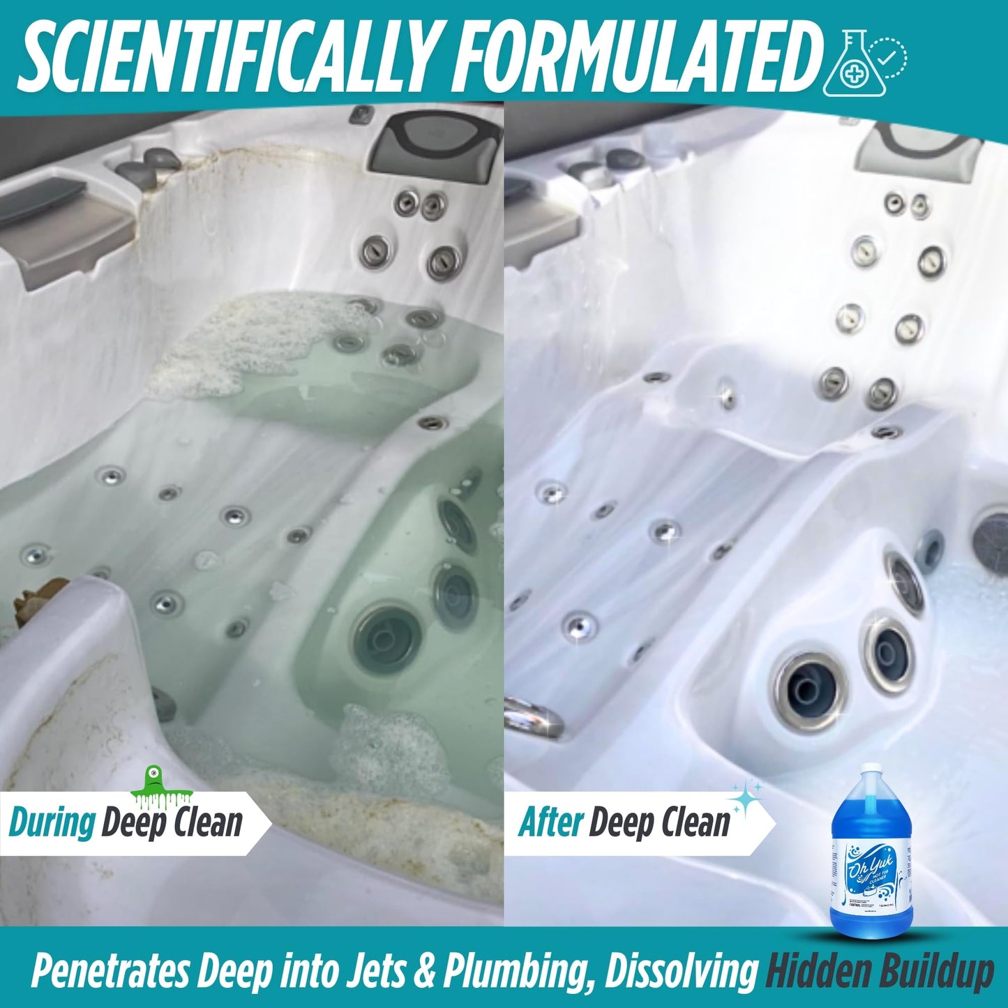 Oh Yuk Healthy Hot Tub Cleaner, The Most Effective Hot Tub Cleaner for Indoor and Outdoor Hot Tubs and Spas - 1 Gallon