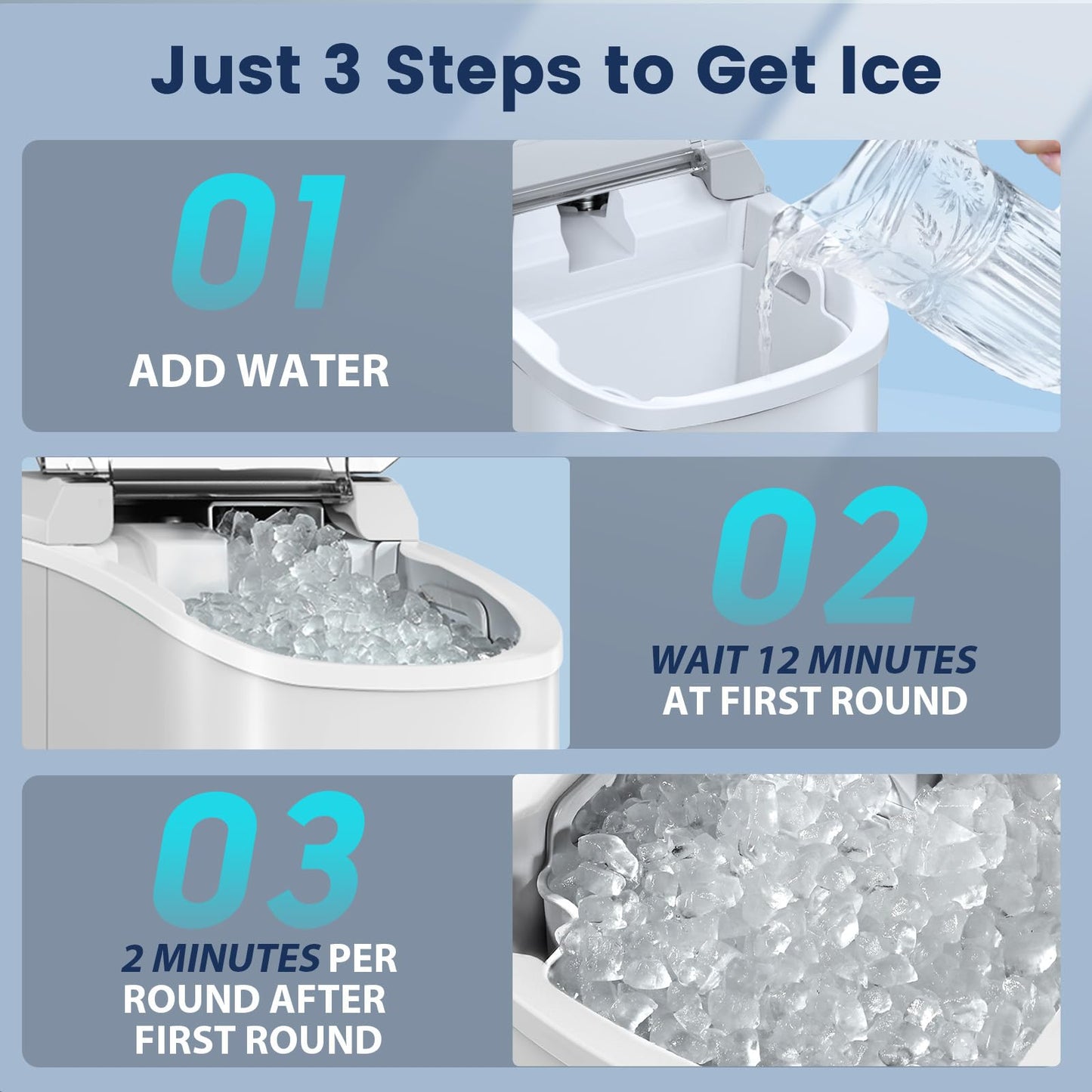 FREE VILLAGE Nugget Ice Makers Countertop, Pebble Ice Maker Machine with Soft Chewable Ice, 34Lbs/Day, Self-Cleaning, One-Click Operation, Pellet Ice Maker with Ice Scoop for Home Kitchen Office Bar