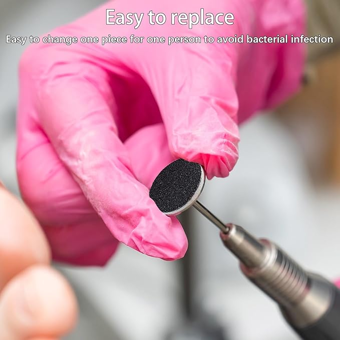 Sanding Paper Discs with Metal Nail Drill Bit Pedicure Sanding Disc 100pcs Sandpaper Discs 25mm Foot File Sandpaper Discs #180 Grits for Manicure Pedicure(Black)