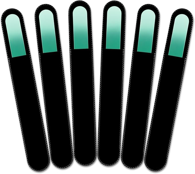 Mont Bleu Rainbow Crystal Nail File in Black Pouch - Large/Professional Size - Czech Tempered Glass - Handmade in Bohemia (Czech Republic)