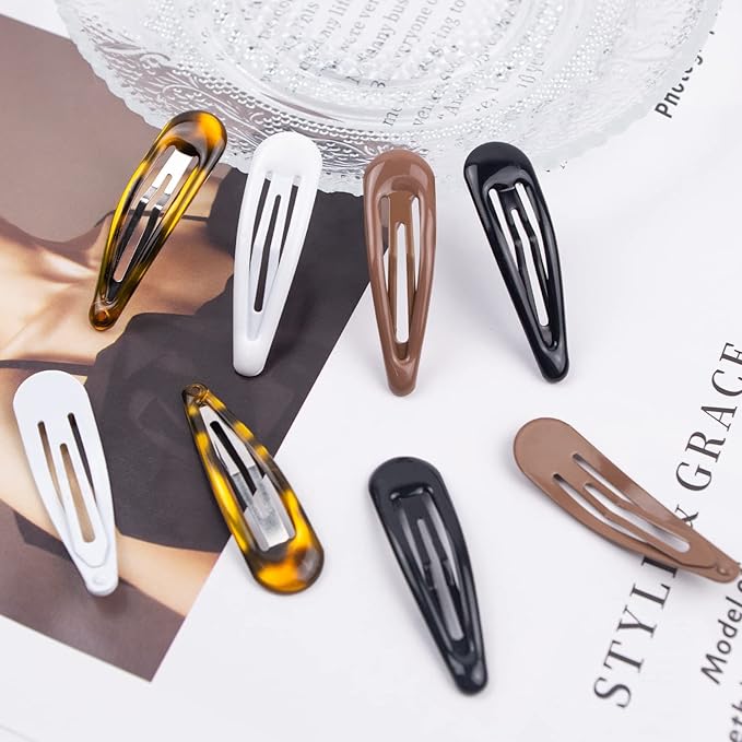 40pcs Hair Clips Set for Women & Girls, 2 Inch Non-Slip Metal Barrettes for Thick or Thin Hair, Reusable Classic Clips in Black, Brown, White, and Tortoise