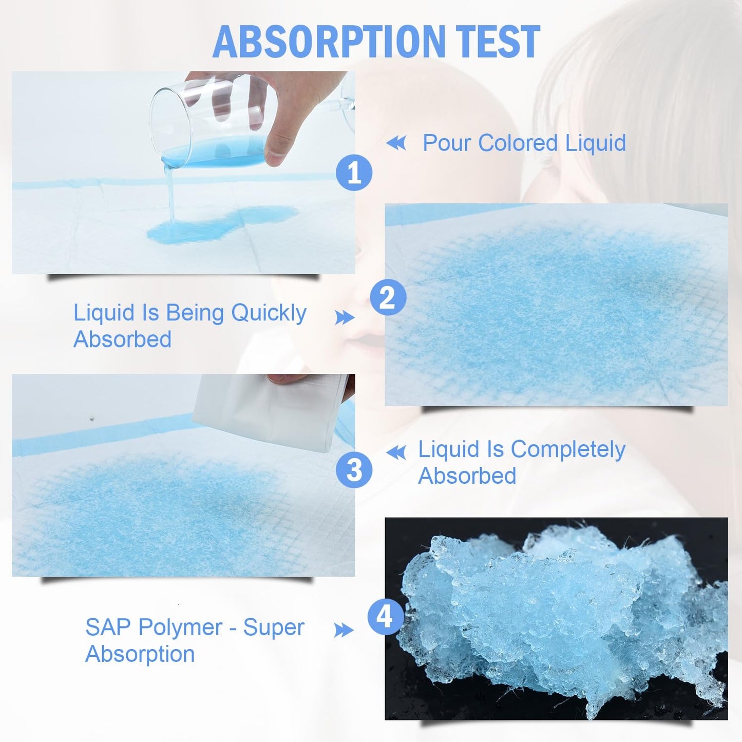 Rocinha 100 Pack Disposable Changing Pads Baby Disposable Underpads Waterproof Diaper Changing Pad Breathable Underpads Bed Table Protector Mat (17 x 13 Inches)