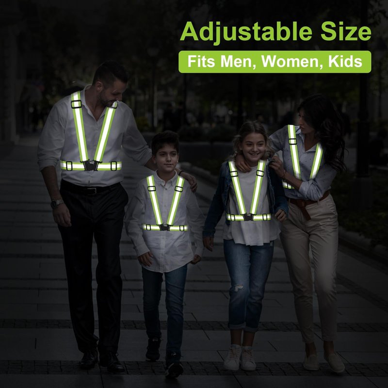 SAWNZC Reflective Vest Running Gear, 2Pack High Visible Safety VES for Cycling Jogging Running Walking, Adjustable for Men Women