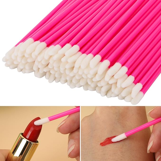 700 Piece Disposable Lip Wands - Lip Brushes, Lipstick & Gloss Applicators - Lint Free Makeup Applicator Brush Beauty Tool - Rose Pink