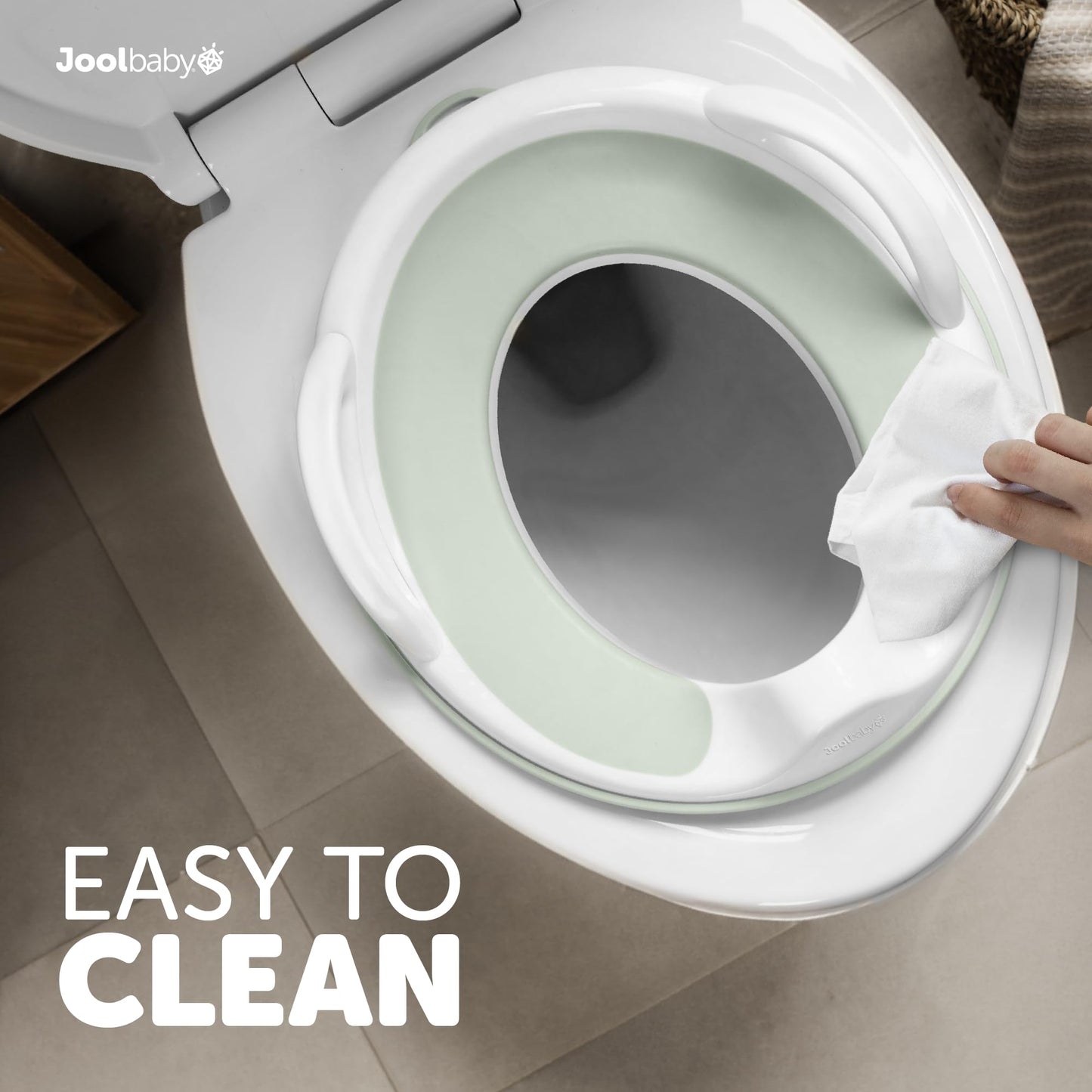 Jool Baby Potty Training Seat for Boys and Girls With Handles, Fits Round & Oval Toilets, Non-Slip with Splash Guard, Includes Free Storage Hook (Sage)