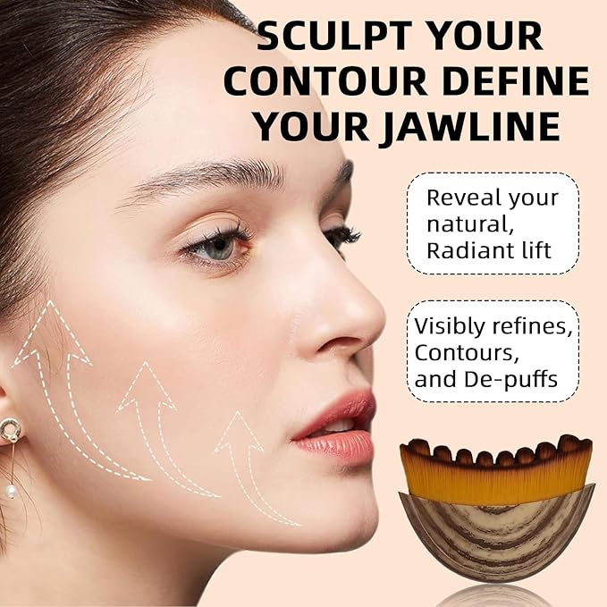 Lymphatic Contour Face Brush – Facial Lymphatic Drainage Massager with Ultra-Soft Bristles, Ergonomic Design for Precise Skin Contact, Reduces Puffiness & Relieves Facial Tension