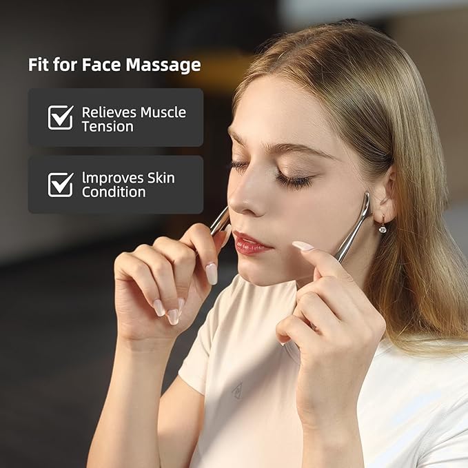 NHO 2-in-1 Acupuncture Pen,Fascia Blaster for Pain Relief, Stainless Steel Gua Sha Scraper & Acupressure Massage Pen, Dual-Ended Fascia Release Tool for Muscle, Neck, Face, Plantar Fasciitis Relief