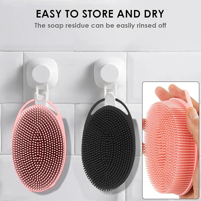 Silicone Body Scrubber Ã¢ÂÂ Dual-Sided Silicone Loofah for Shower, Set of 2 Soft Exfoliating Body Bath Shower Scrubber Loofah Brush Easy-to-Clean for Sensitive Kids Women Men All Kinds of Skin
