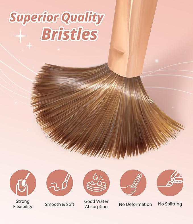AIRSEE 5PCS Acrylic Nail Brush Set, Size 6/8/10/12/14 for Acrylic Powder Brushes, Nail Extension & 3D Carving Beginner & Professional Use DIY Salon Home, Pearl